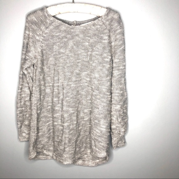 ANTHRO Sparrow Slub Back Button Gray Sweater - Picture 2 of 8